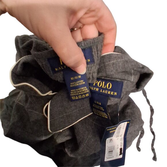 Polo Ralph Lauren pajamas mens M L gray plaid flannel top=nwt pants EUC - Picture 6 of 6